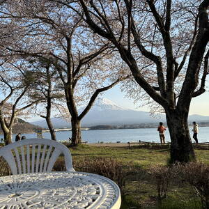 Patio overlooking Mount Fuji