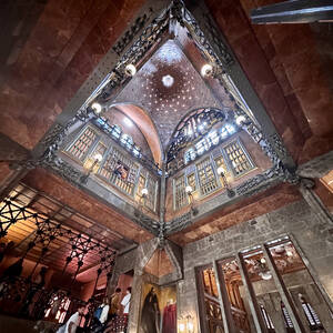 Grand hall of Palau Guell, designed by Gaudi