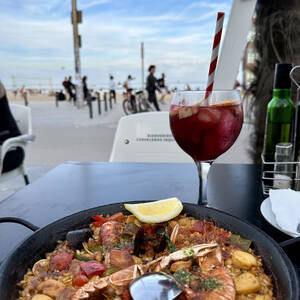Dinner on the beach in Barcelona
