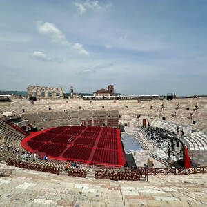 Interior of the Arena in Verona, staged for an opera