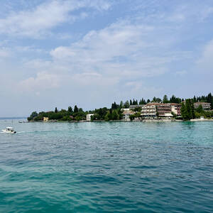 Sailing into the town of Sirmione on Lago di Garda