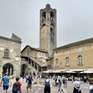 Old town square of Bergamo