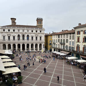 Old town square of Bergamo