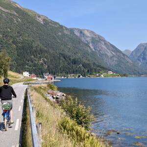 Biking along Svaerafjord