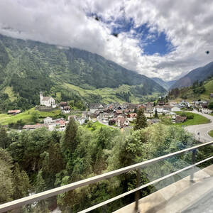 Quiet Swiss town seen from the train