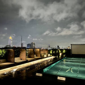 Taipei skyline from hotel rooftop pool